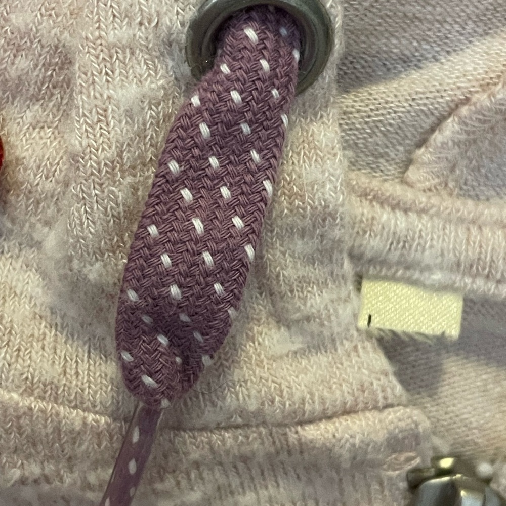 Unbranded Purple Ivory Hoodie sweater front zip size medium polka dot drawstring - Picture 12 of 14